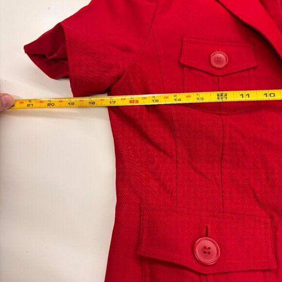 Simply Manakin Red Button Down Pocket Details Lined Short Sleeve Blazer Sz 8 - Picture 9 of 9